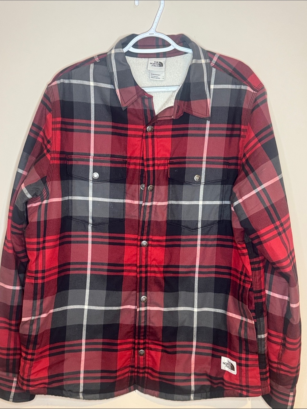 The North Face Men’s Red and Black Plaid Shirt Jacket Size Large